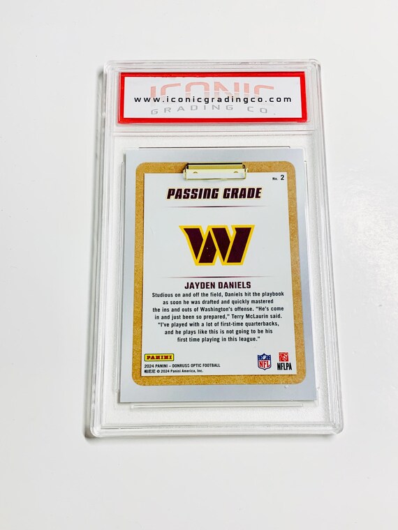 GRADED 10 JAYDEN DANIELS Rookie Card 2024 Donruss Optic Passing Grade #2  Washington Commanders Pristine Card - Etsy Israel