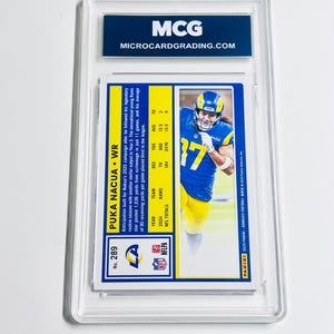 BETYGSÄTTNING 10 PUKA NACUA 2025 Donruss Press Proof Lila #289 Los Angeles Rams Kort Gem Mint bild 2