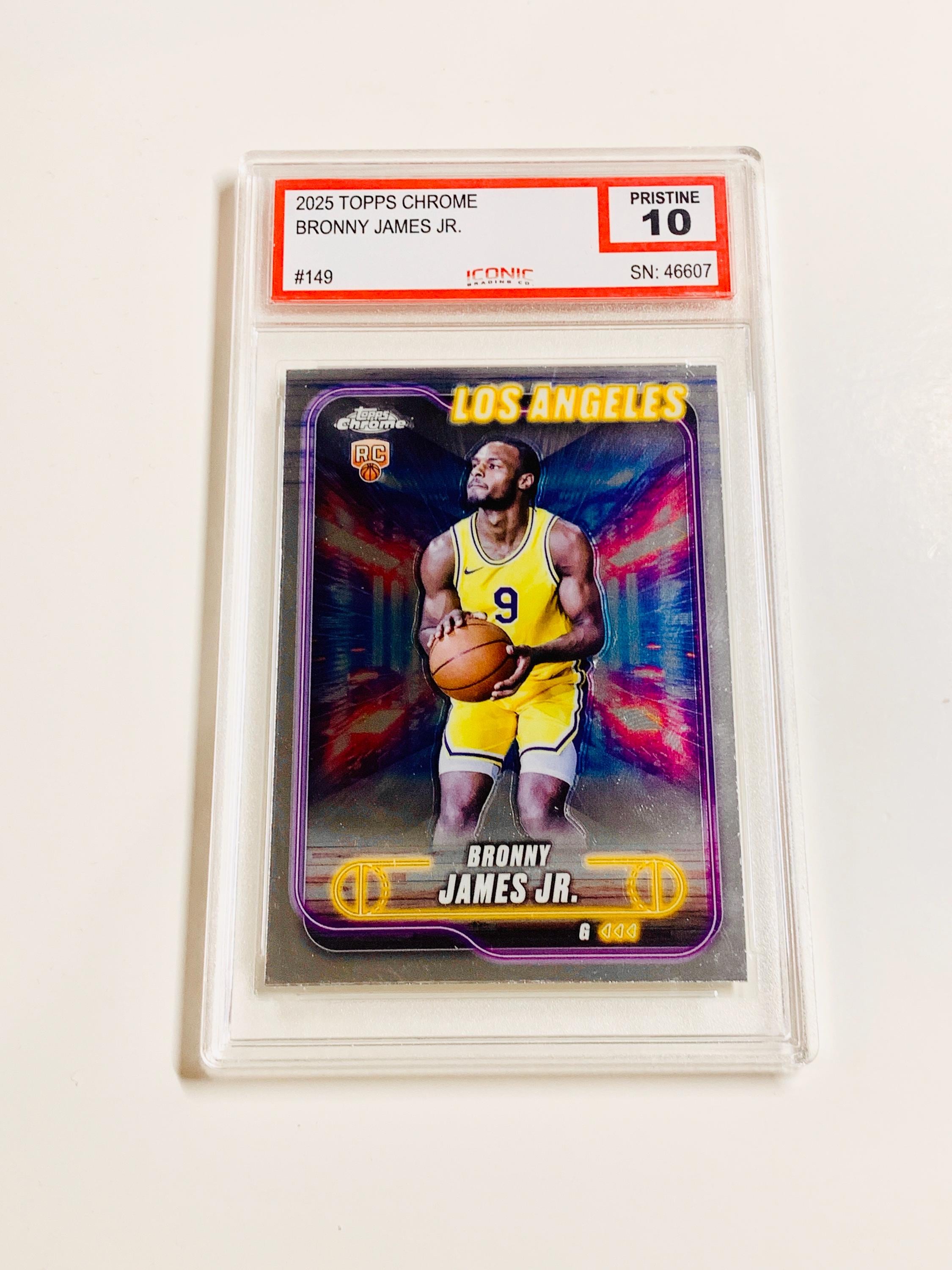 GRADED 10 BRONNY JAMES Rookie Card 2025 Topps Chrome #149 “lebron