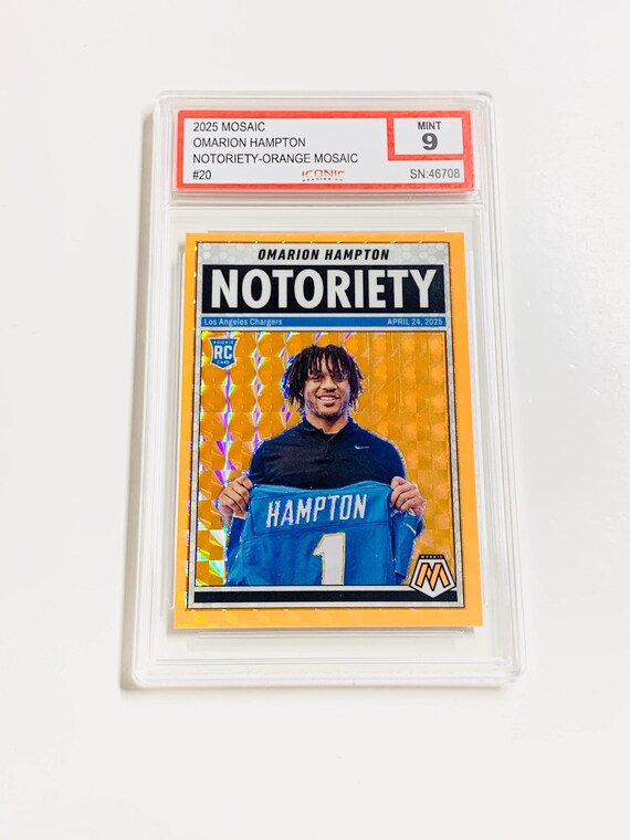 GRADED OMARION HAMPTON Rookie Card 2025 Mosaic Notoriety - Orange