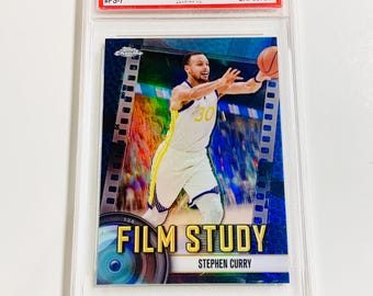 GRADED 10 STEPHEN CURRY 2024 Topps Chrome Film Study Blue Basketball Refractor #FS7 Golden State Warriors Pristine Card