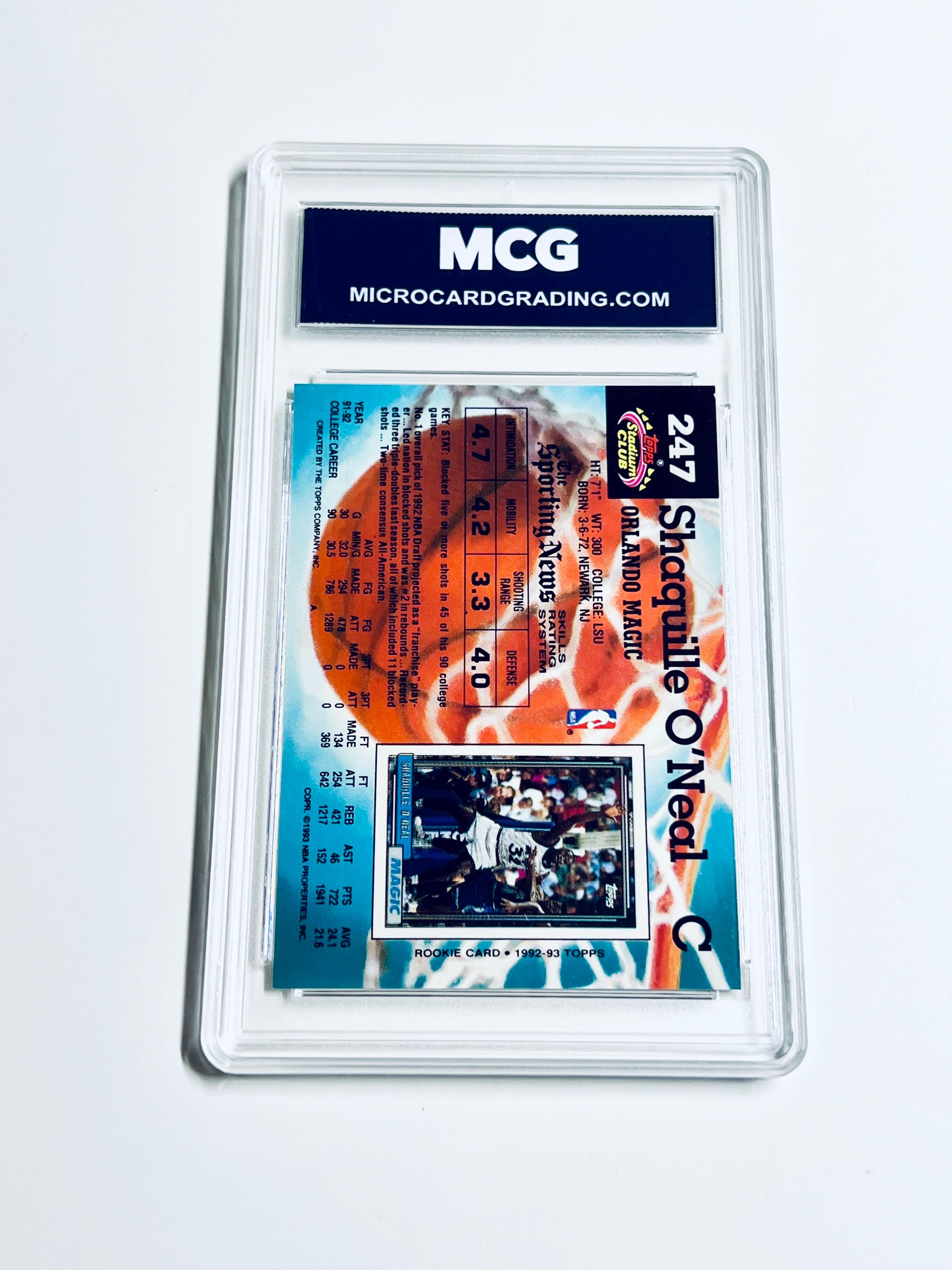 GRADED 10 SHAQUILLE O'NEAL Rookie Card 1992 Stadium Club #247