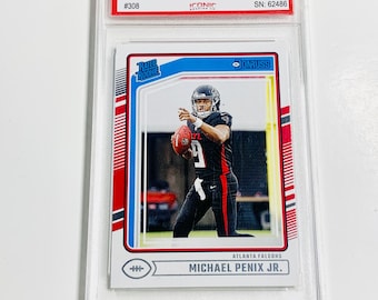 GRADED 10 MICHAEL PENIX Jr. Rookie Card 2024 Donruss Rated Rookie #308 Atlanta Falcons Pristine Card