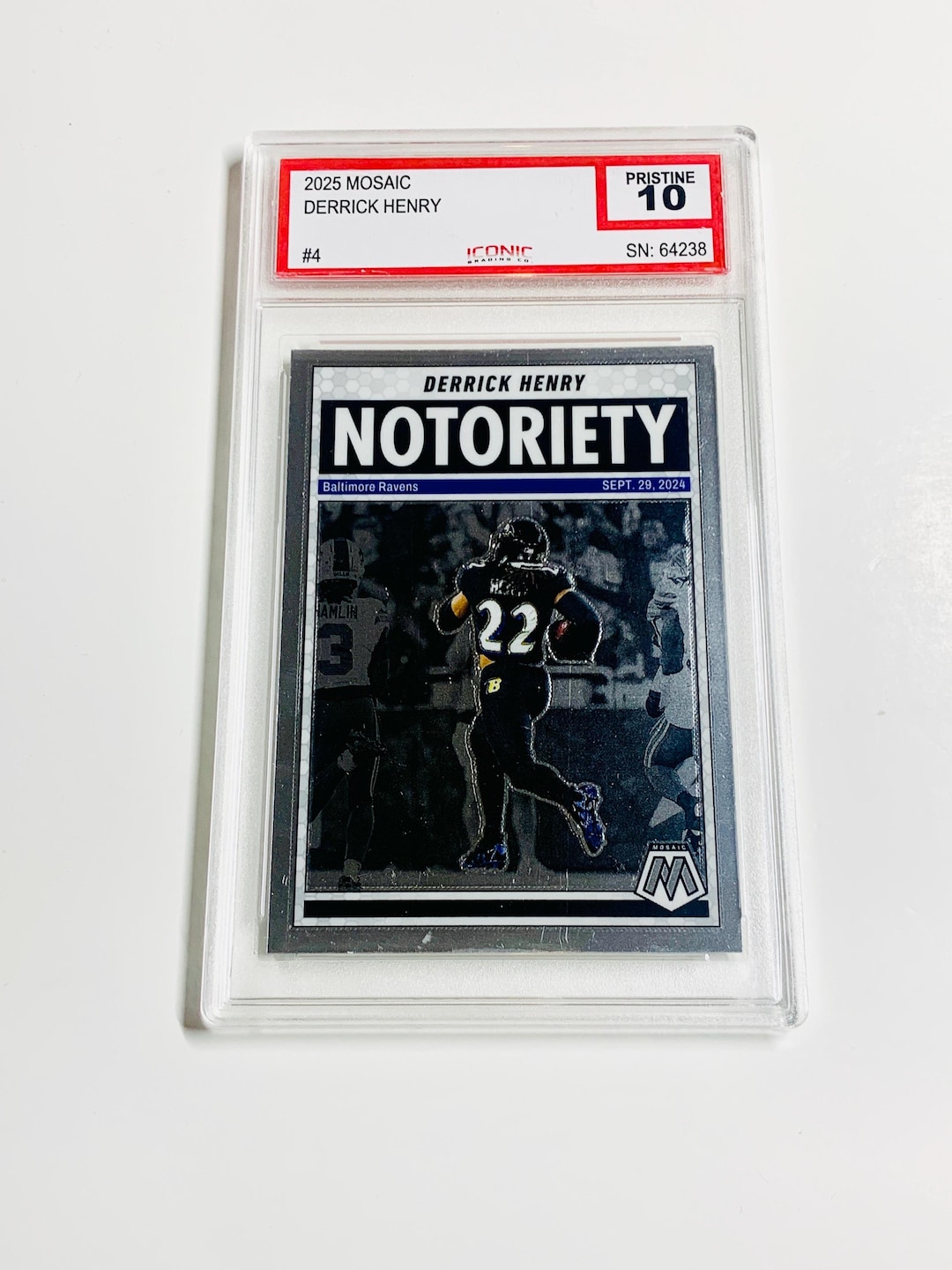 引退高額カードまとめ(ザーディクリカb3a1、ホーリーエンドb3) GRADED 10 DERRICK HENRY 2025 Mosaic Notoriety #4 Baltimore Ravens