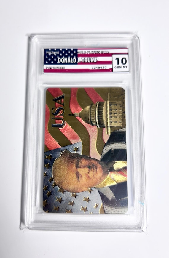 graded trump card WCG Donald 45th President Mugshot Trading Diamond Dust by RENCY Art Donald J. Trump Signed "Make