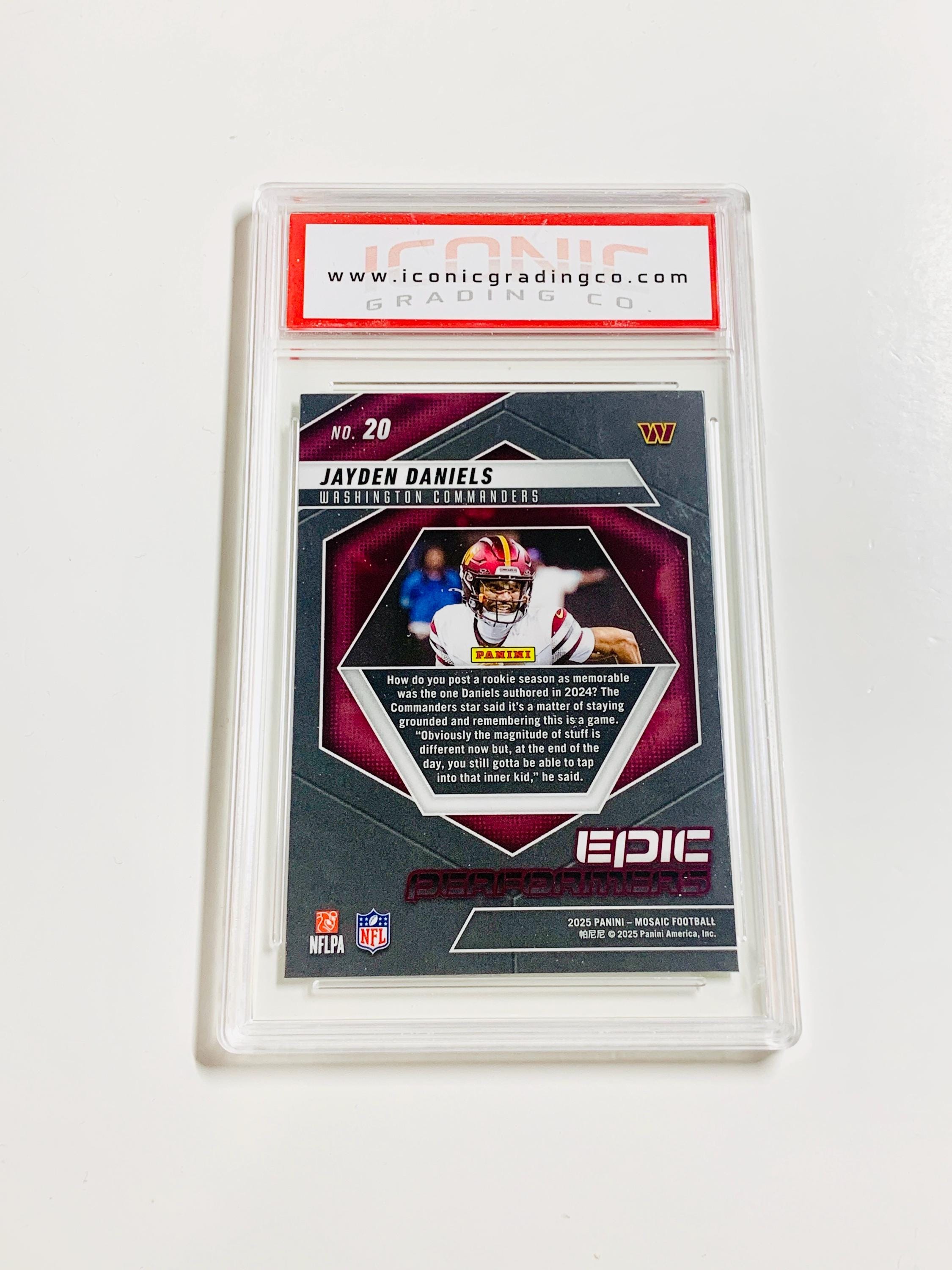 GRADED 10 JAYDEN DANIELS 2025 Mosaic Epic Performers #20