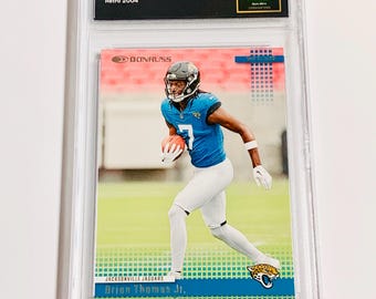 Tarjeta de novato de Brian Thomas Jr., 2024, CALIFICADA 10, Panini Donruss Retro 2004 n.° 31 Jaguars Gem Mint