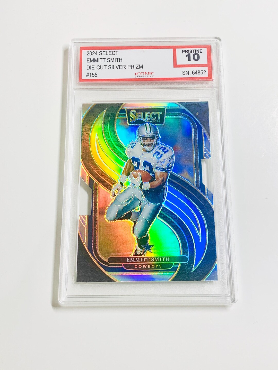 GRADED 10 EMMITT SMITH 2024 Select Die-cut Silver Prizm #155 “hall