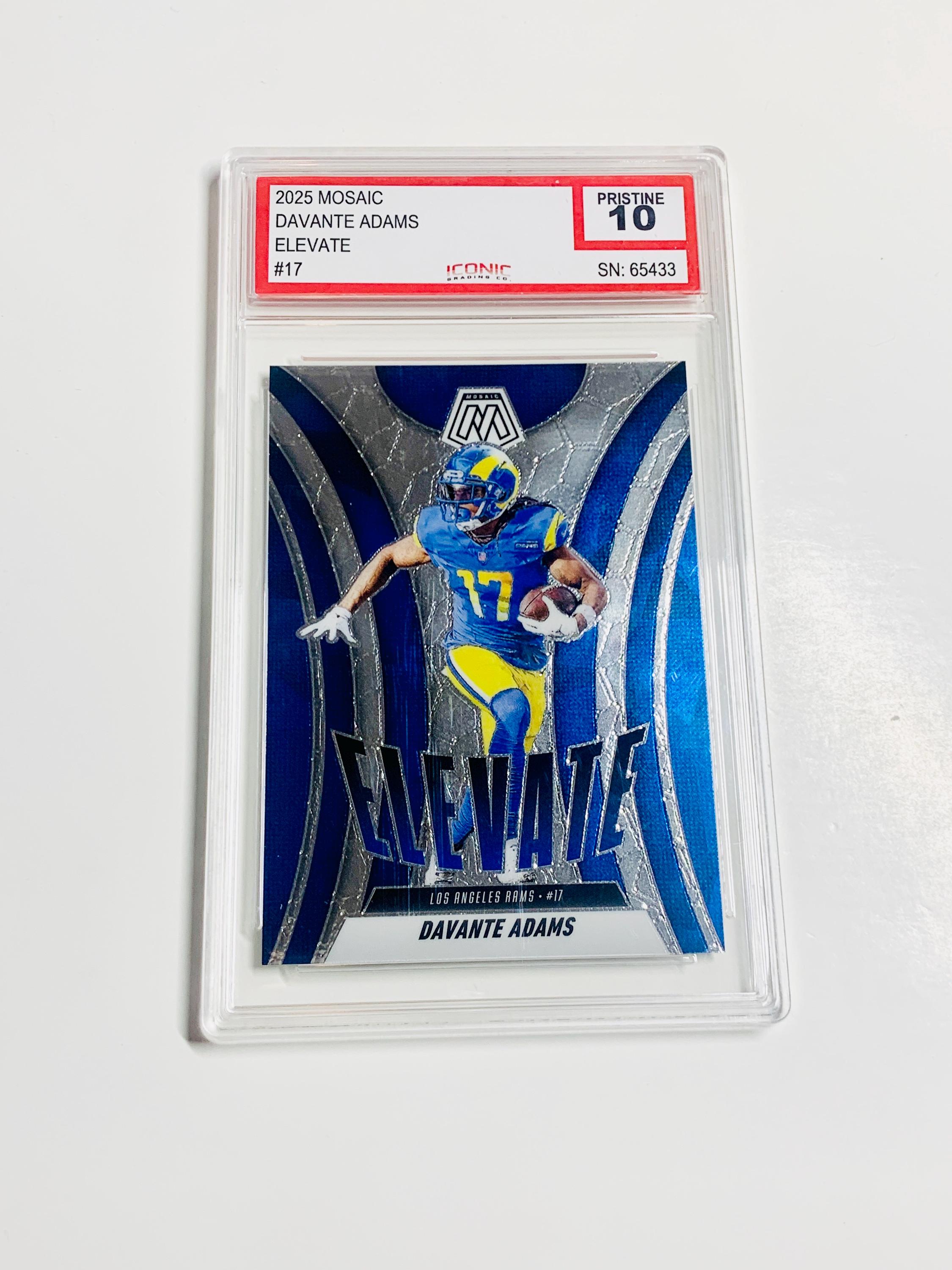 GRADED 10 DAVANTE ADAMS 2025 Mosaic Elevate #17 Los Angeles Rams