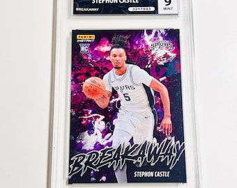 Tarjeta de novato de Stephon Castle, edición limitada, 1 de 1355, Panini Instant NBA Breakaway n.° B4, Spurs, RC Mint, 2024