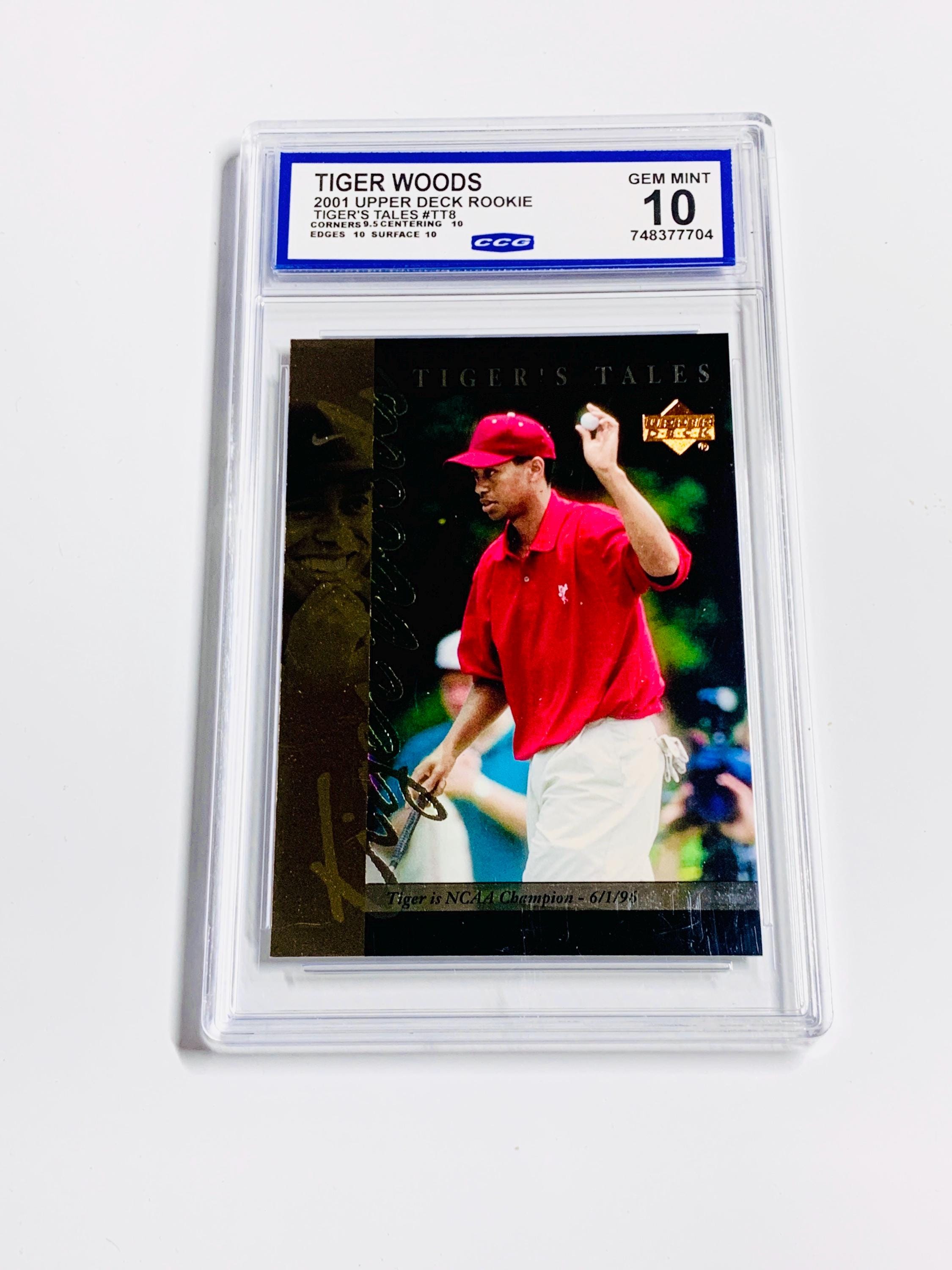 GRADED 10 TIGER WOODS Rookie Card 2001 Upper Deck Tiger's Tales