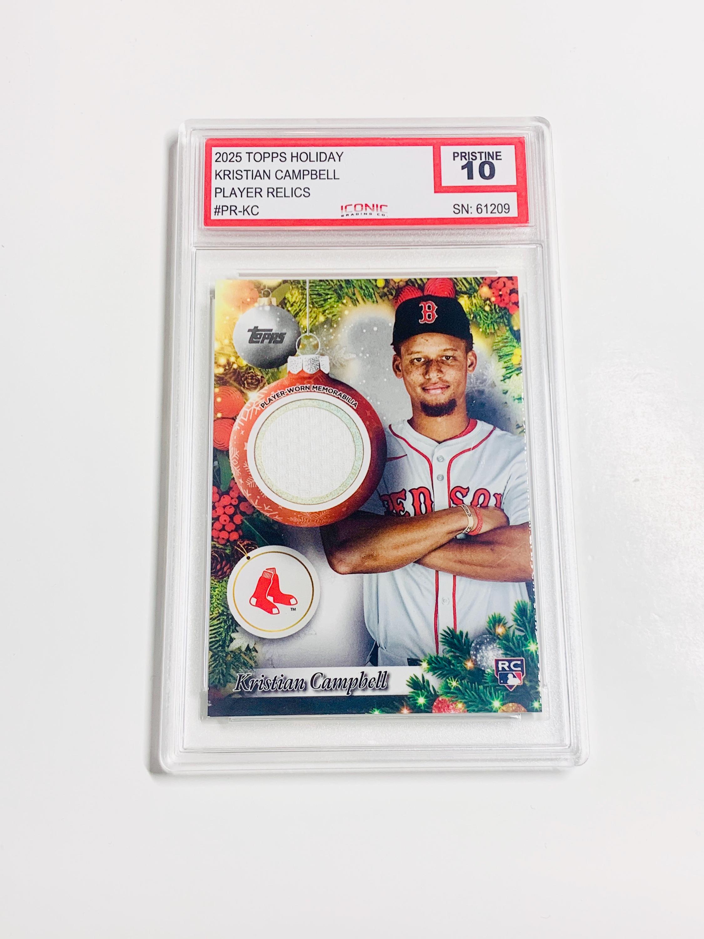 GRADED 10 KRISTIAN CAMPBELL Rookie Card 2025 Topps Holiday Player 