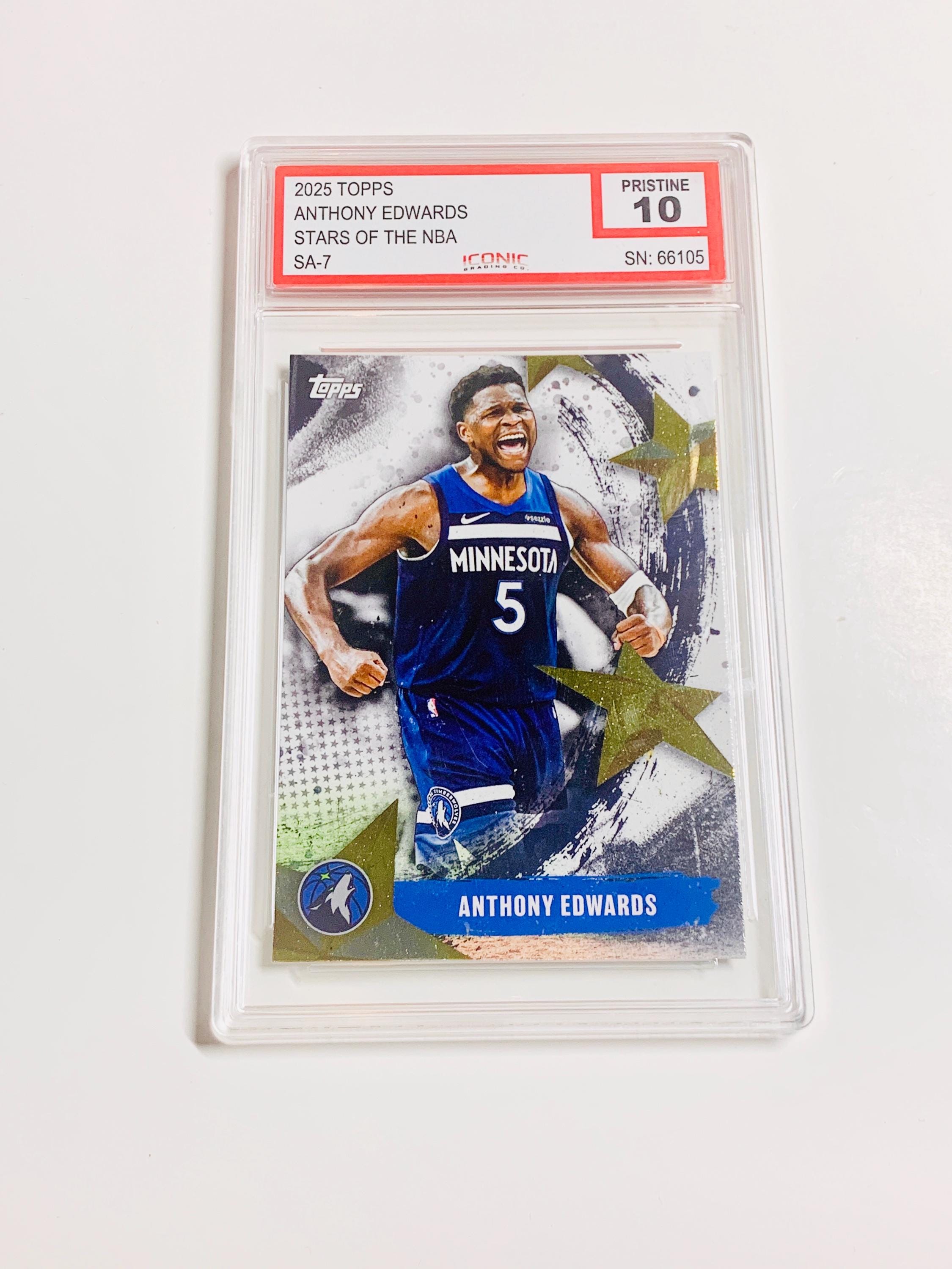 GRADED 10 ANTHONY EDWARDS 2024 Topps Stars of Nba #SA7 Minnesota 
