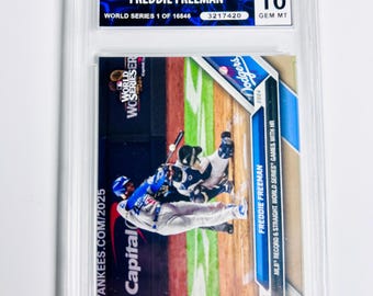 CLASSIFICATO 10 FREDDIE FREEMAN Edizione limitata 1 di 16846 World Series 2024 Topps Now Los Angeles Dodgers Gem Mint