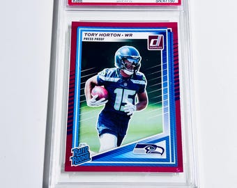 GRADED TORY HORTON Rookie Card 2025 Donruss Press Proof Red Rated Rookie #388 Seattle Seahawks Card Mint