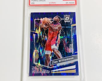 GRADED 10 ZION WILLIAMSON 2023 Donruss Optic Purple Shock #35 New Orleans Pelicans Pristine Card
