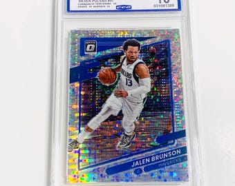 CALIFICACIÓN 10 JALEN BRUNSON 2021 Donruss Optic Silver Pulsar Prizm #97 Tarjeta Gem Mint