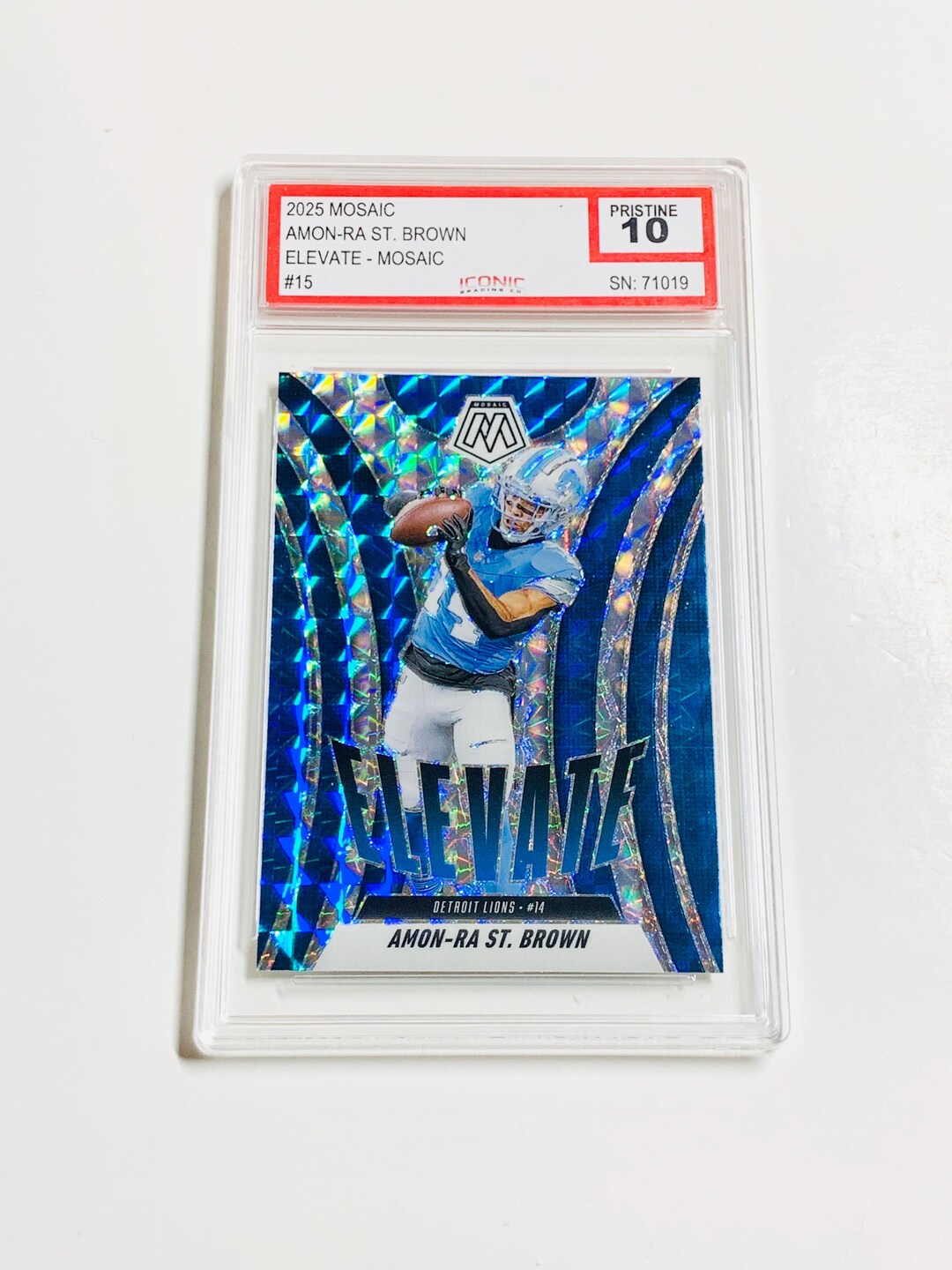 GRADED 10 AMON-RA St. Brown 2025 Mosaic Elevate Silver Mosaic