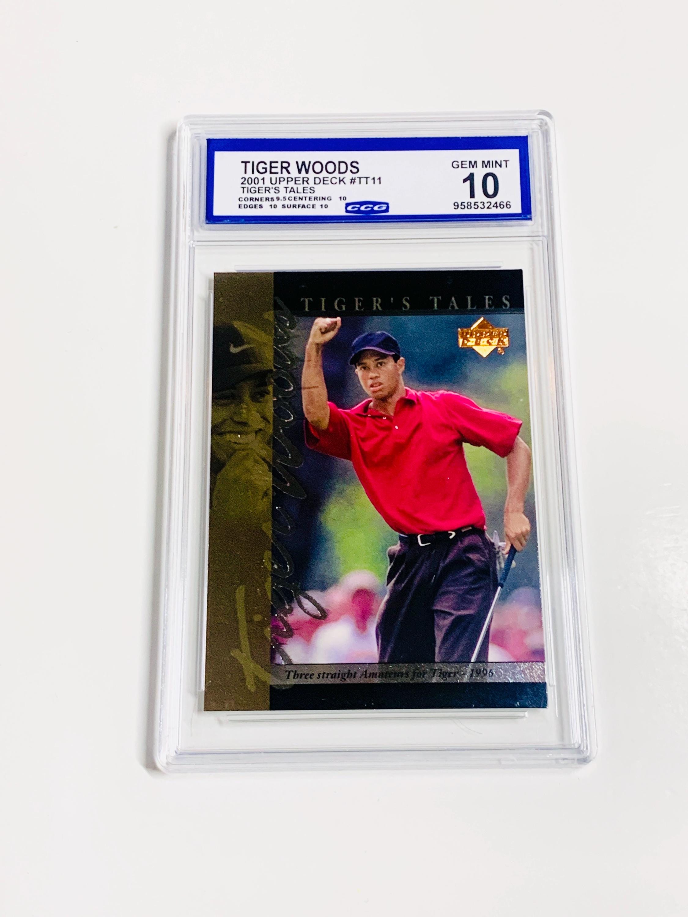 GRADED 10 TIGER WOODS Rookie Card 2001 Upper Deck Tiger's Tales