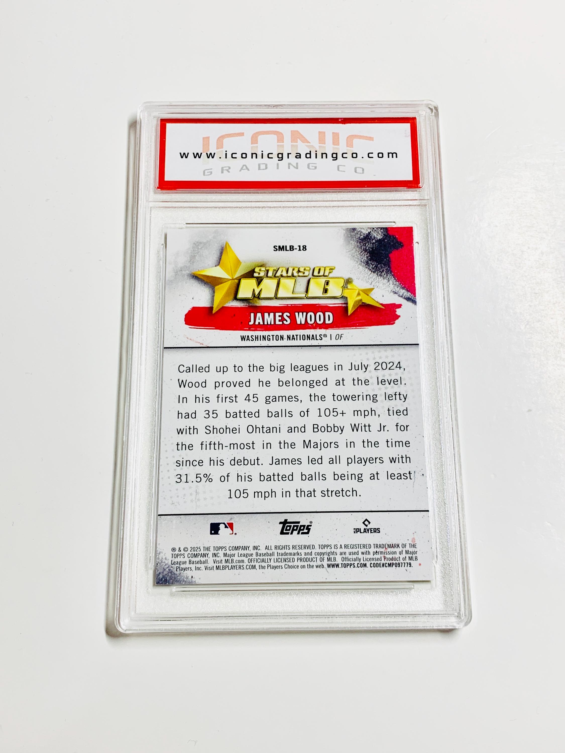 GRADED JAMES WOOD Rookie Card 2025 Topps Stars of Mlb Holo Rainbow 