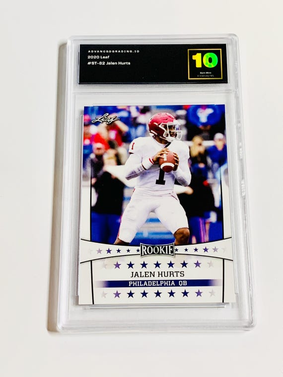 jalen hurts graded rookie card 2020 Panini Chronicles Playoff Momentum Rookies M18 Jalen Hurts PSA 9 Graded Card