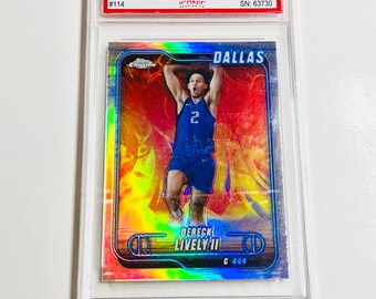 CALIFICACIÓN 10 DEREK Lively II 2024 Topps Chrome Refractor #114 Dallas Mavericks Tarjeta impecable