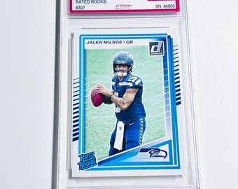 Carta da principiante JALEN MILROE CLASSIFICATA 10 2025 Donruss Classificata Rookie #307 Carta impeccabile dei Seattle Seahawks