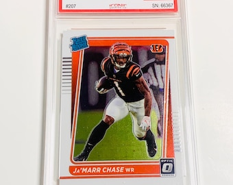 GRADED 10 Ja’MARR CHASE Rookie Card 2021 Donruss Optic #207 Cincinnati Bengals Pristine Card