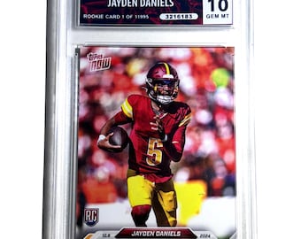 GRADED 10 JAYDEN DANIELS Sold Out Online Exclusive Limited Edition 1 Of 11995 Rookie Card 2024 Topps Now #6 “History!” Washington Gem Mint