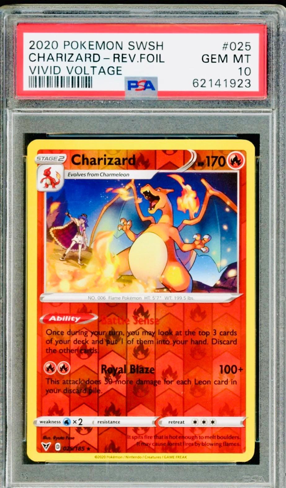 PSA 10 CHARIZARD Reverse Foil 2020 Pokemon SWSH Vivid Voltage Holo