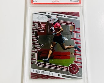 GRADED 10 MARVIN HARRISON Jr. Rookie Card 2024 Absolute #104 Arizona Cardinals Pristine Card