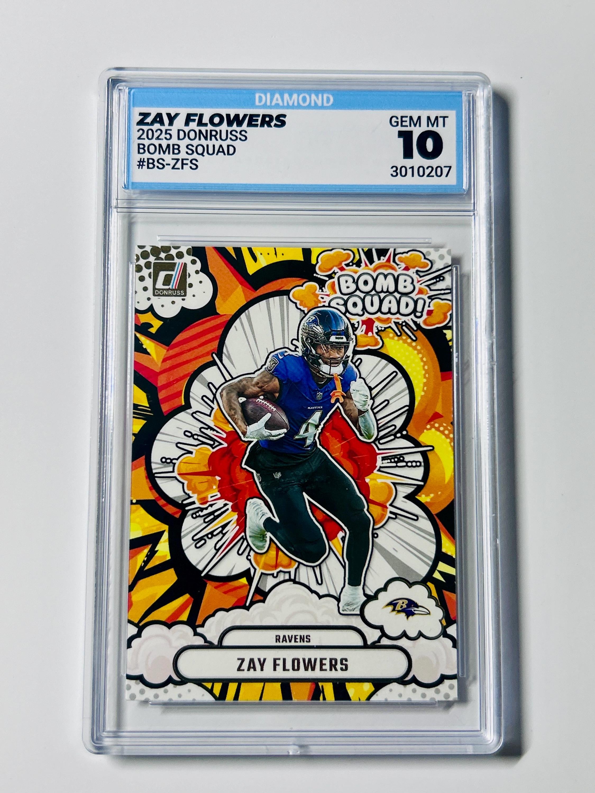 GRADED 10 2025 Donruss ZAY FLOWERS Bomb Squad Gem Mint - Etsy
