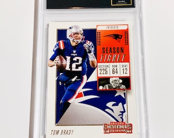 GRADED 10 TOM BRADY 2018 Panini Contenders Season Ticket #36 New England Patriots G.O.A.T. Gem Mint