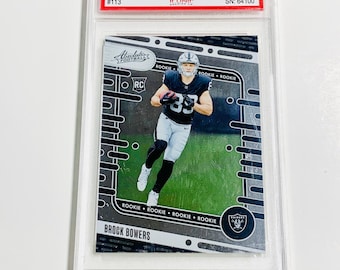 GRADED 10 BROCK BOWERS Rookie Card 2024 Absolute #113 Las Vegas Raiders Pristine Card