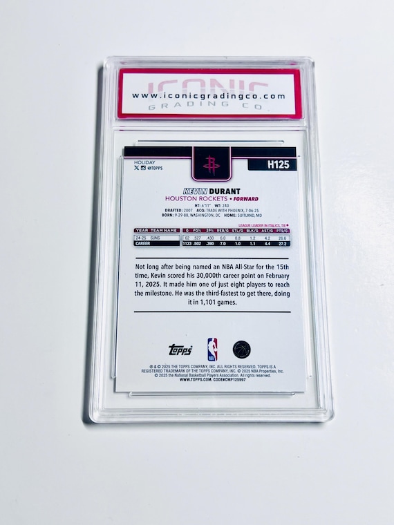 GRADED KEVIN DURANT 2025 Topps Holiday #H125 Houston Rockets Card
