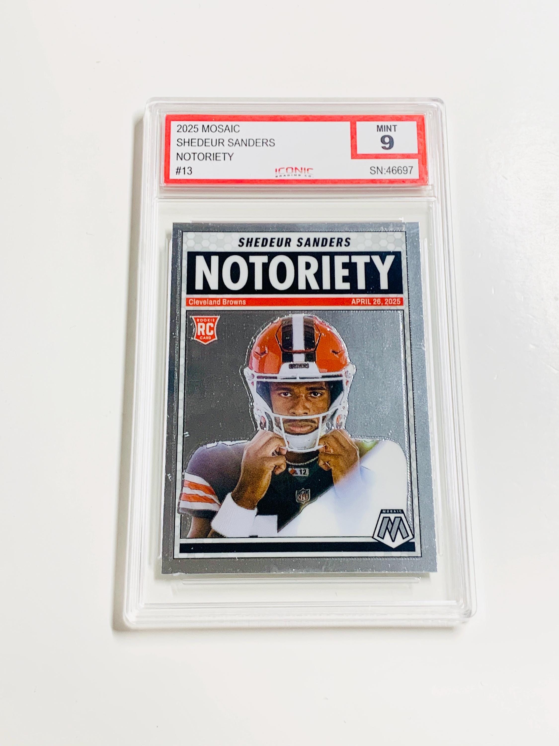 GRADED SHEDEUR SANDERS Rookie Card 2025 Mosaic Notoriety #13