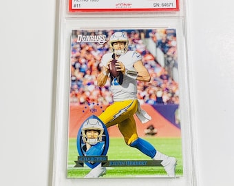 GRADED 10 JUSTIN HERBERT 2025 Donruss Retro 1995 #11 Los Angeles Chargers Pristine Card