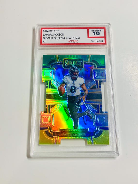 GRADED 10 LAMAR JACKSON 2024 Select Die-cut Green & Yellow Prizm #7  Baltimore Ravens Pristine Card - Etsy Israel