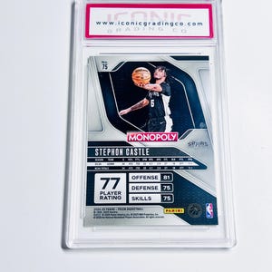 GRADED 10 STEPHON CASTLE Rookie Card 2024 Prizm Monopoly #75 San Antonio Spurs Pristine Card image 2