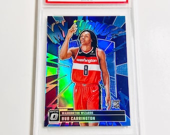 GRADED 10 BUB CARRINGTON Rookie Card 2024 Donruss Optic My House - Purple #8 Washington Wizards Pristine Card