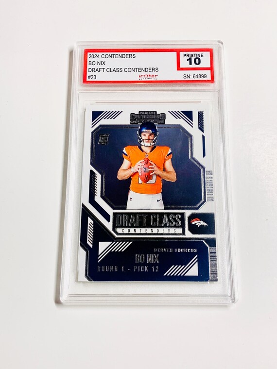 bo nix graded rookie card Bo Nix 2024 Panini Score 1st Graded 10 Rookie Card Denver Broncos #332