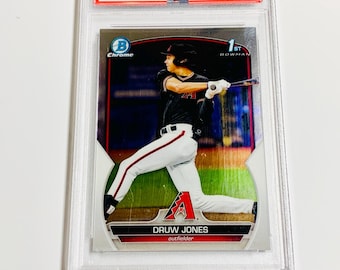 PSA 10 DRUW JONES 2023 Bowman Chrome Prospects 1er Bowman #BCP25 Calificado Gem Mint