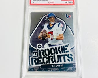 GRADED 10 CJ STROUD Rookie Card 2023 Donruss Optic Rookie Recruits #4 Houston Texans Pristine Card