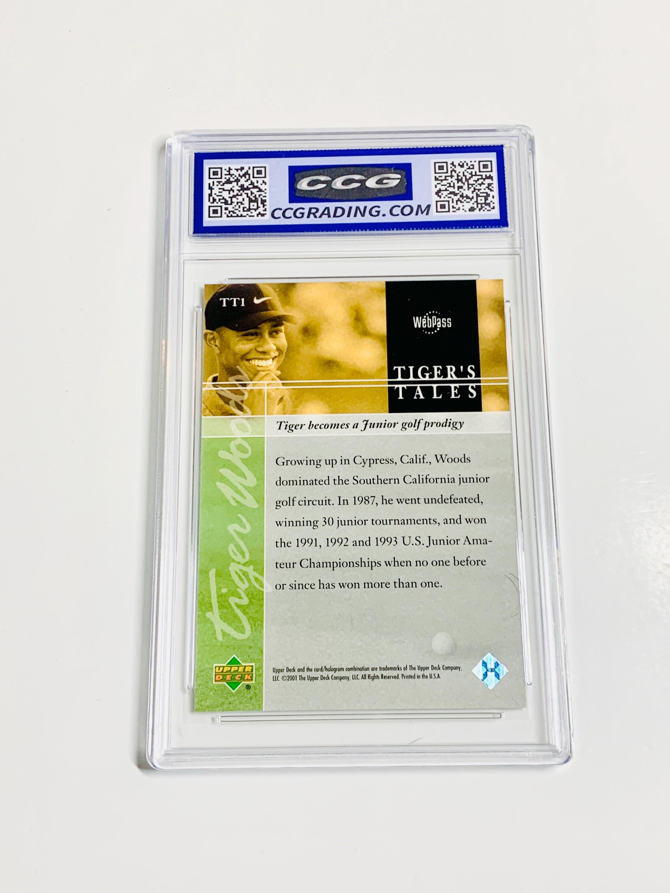 GRADED 10 TIGER WOODS Rookie Card 2001 Upper Deck Tiger's Tales