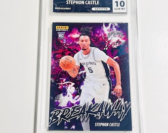 CALIFICACIÓN 10 Stephon Castle Edición limitada 1 de 1355 Tarjeta de novato 2024 Panini Instant NBA Breakaway #B4 Spurs RC Gem Mint