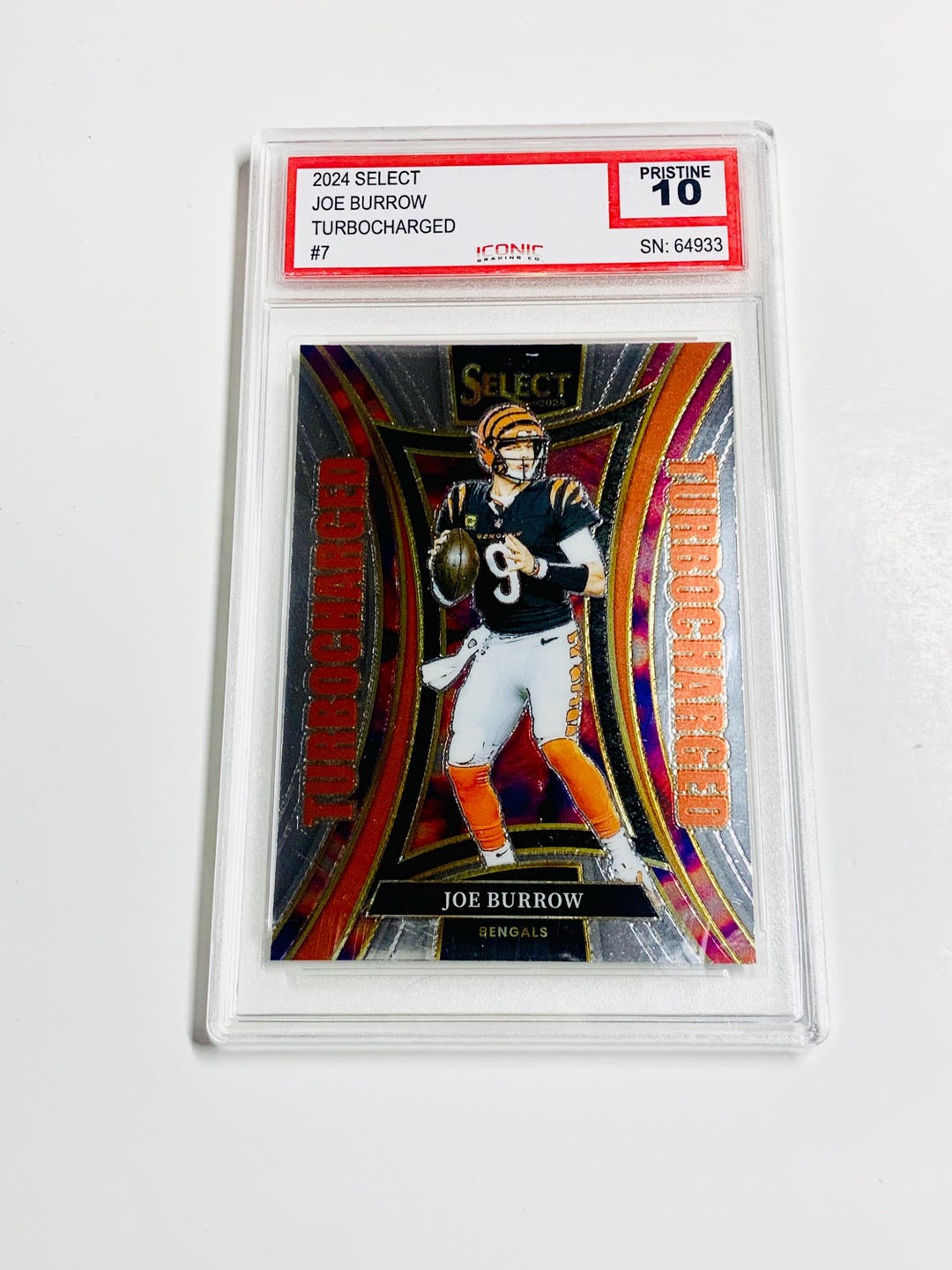 joe burrow graded rookie card GRADED 10 JOE BURROW 2024 Select Turbocharged #7 Cincinnati Bengals  Pristine Card
