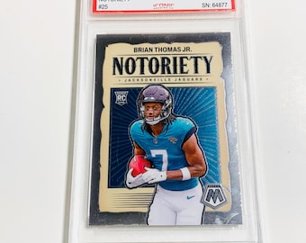 CALIFICACIÓN 10 Tarjeta de novato de BRIAN THOMAS Jr. 2024 Mosaic Notoriety #25 Jacksonville Jaguars Tarjeta impecable