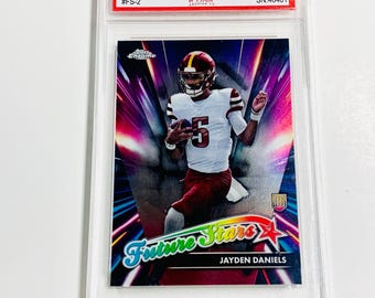 CALIFICACIÓN 10 Tarjeta de novato de JAYDEN DANIELS 2024 Topps Chrome Future Stars #2 Tarjeta impecable de Washington Commanders