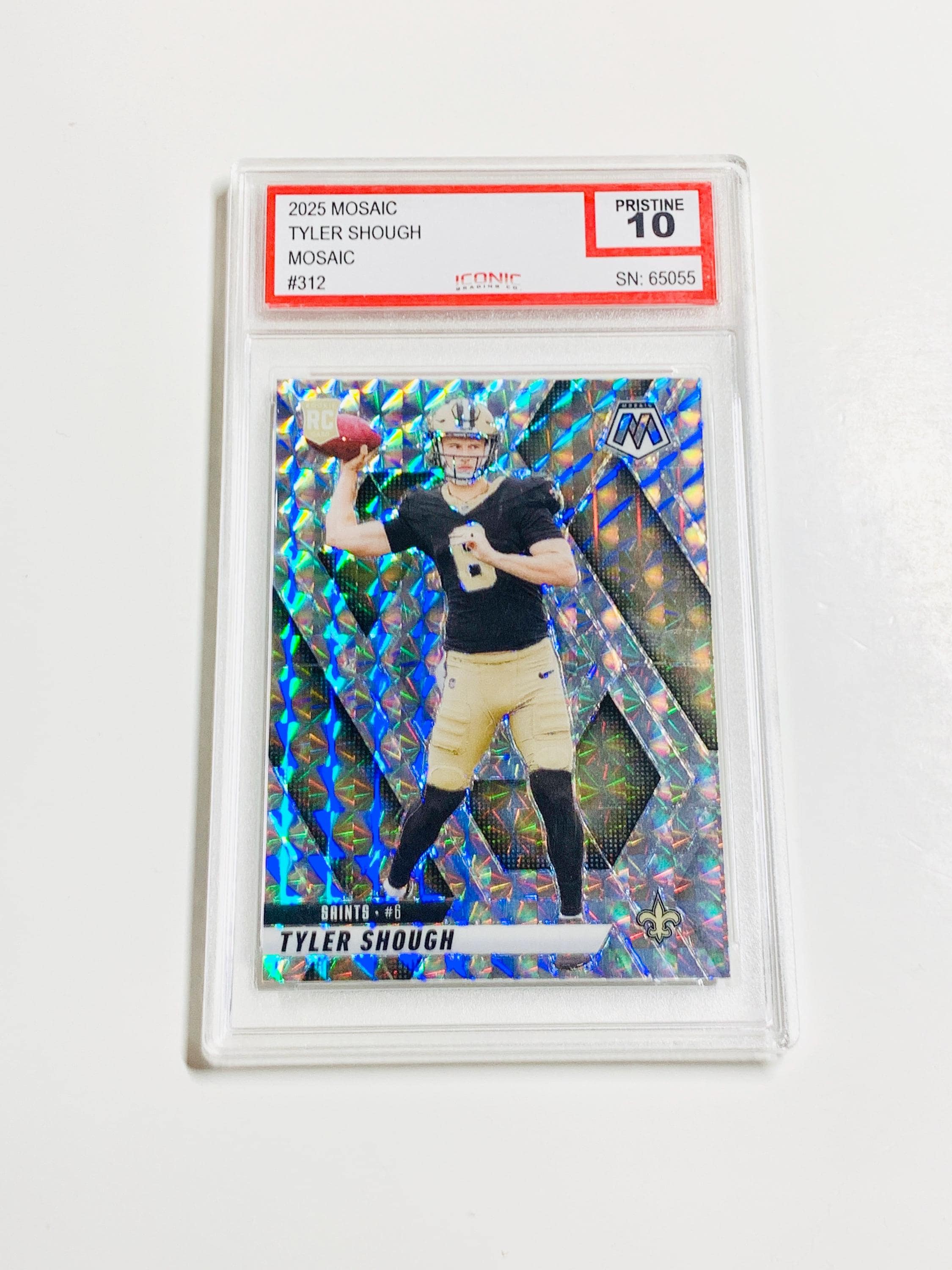 GRADED 10 TYLER SHOUGH Rookie Card 2025 Mosaic Silver Mosaic Prizm