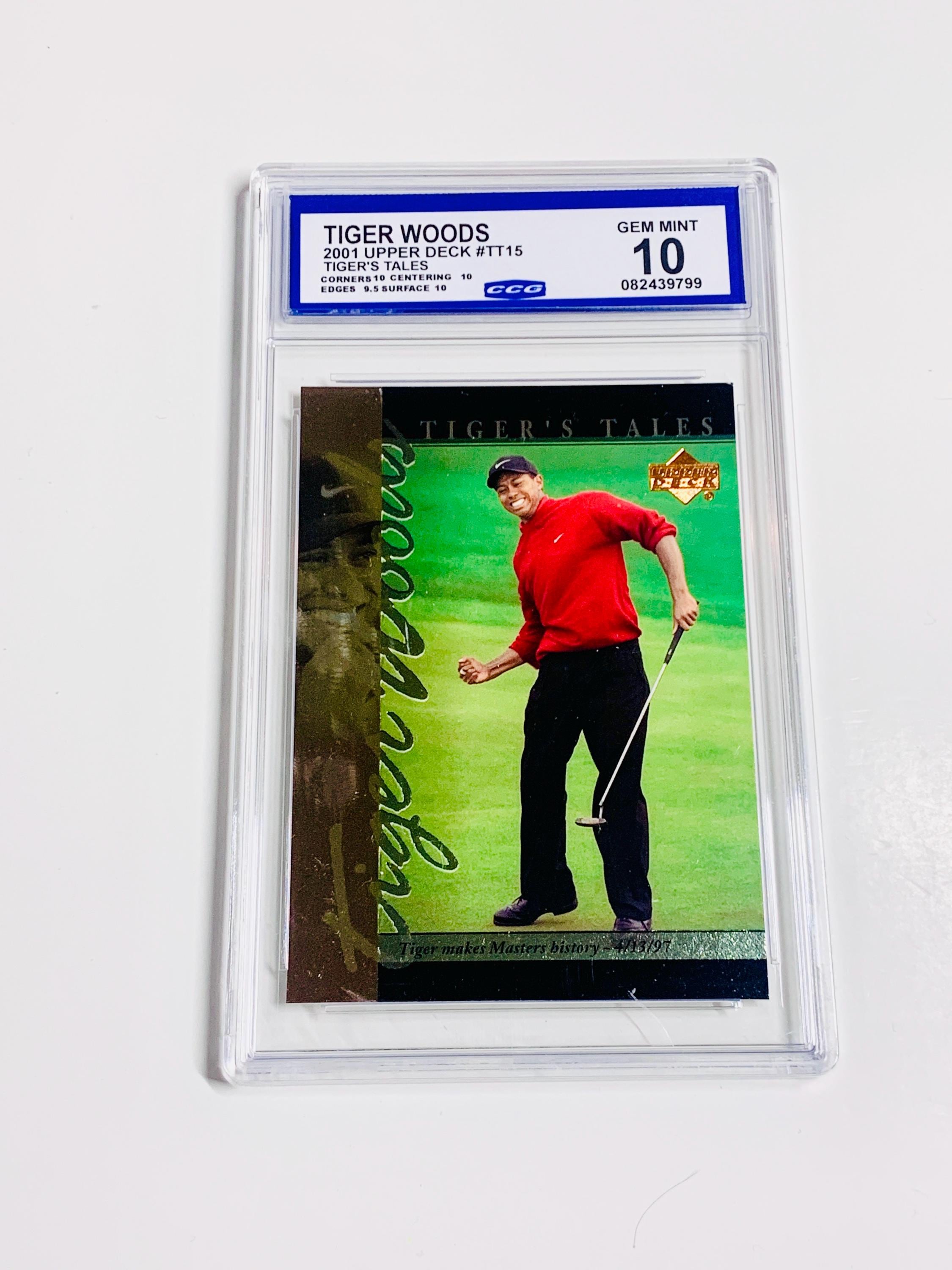 GRADED 10 TIGER WOODS Rookie Card 2001 Upper Deck Tiger's Tales